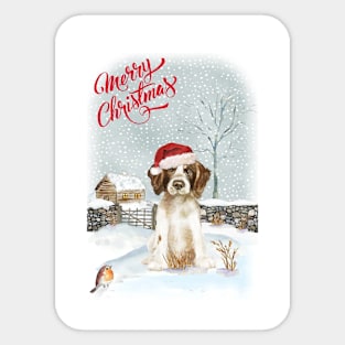 English Springer Spaniel Merry Christmas Santa Dog Sticker